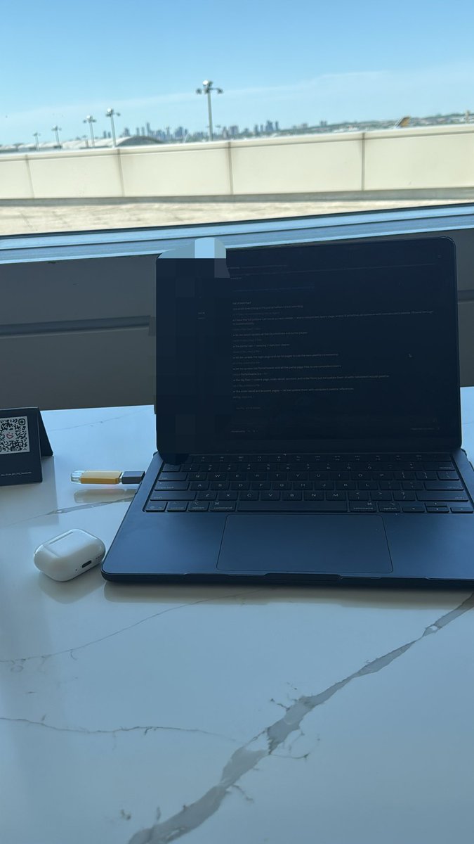 bingusyusy's tweet photo. First time in an airport lounge so I fired up Claude code to LARP https://t.co/dJ6ROus75I