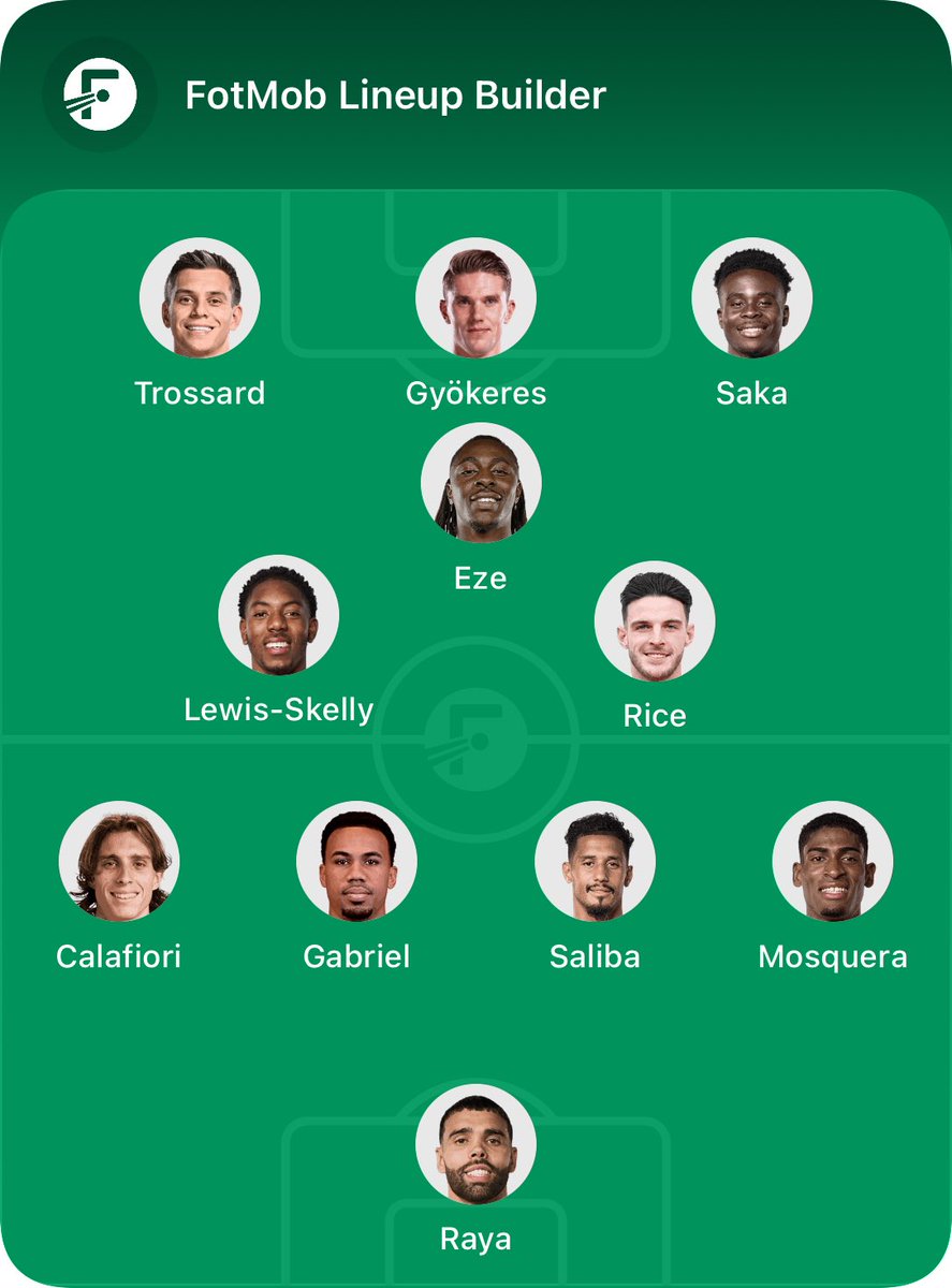 Footballera0's tweet photo. Arsenal Should line up vs PSG in the UCL final:

The same team that got them through the UCL semis and was pivotal in changing the course of the club’s season during the Premier League title race.

This lineup has complete profile balance in every phase, especially in midfield and attack. It’s tailored to exploit PSG’s weaknesses.

Defence:

🔴 Calafiori continues at LB. Nothing against Hincapié’s quality, but Arsenal are more dynamic with Calafiori. He adds flexibility in buildup and unpredictability in attack. His dynamic runs from deep will be vital in exploiting PSG’s weakness in channel defending.

🔴 Cristhian Mosquera at RB due to Jurriën Timber’s injury. If Timber is fit enough to start, then he has to start. No-brainer.

Midfield:

🔴 Myles Lewis-Skelly continues alongside Declan Rice in the pivot. He’s earned the right to start after the last game, he’s brought everything Arsenal’s midfield lacked for months: vertical progression through passing and carrying, press resistance, shoulder drops, and the ability to receive comfortably in buildup.

He complements Rice perfectly and allows him to sit as the anchor.

Attack:

🔴 The front four of Gyokeres (CF), Saka (RW), Trossard (LW), and Eze (AM) is Arsenal’s most balanced attacking unit.

It’s a combination of creativity and goalscoring ability, transition threat and settled-play threat.

🔴 Gyokeres’ ability to run the channels will be needed. PSG have a glaring weakness in defending the space between the CBs and fullbacks, and this is exactly where Gyokeres thrives.

Long balls into the channels for him and Arsenal will generate goalscoring chances.

 Martinelli, Havertz, Odegaard can come on as impact subs if needed.