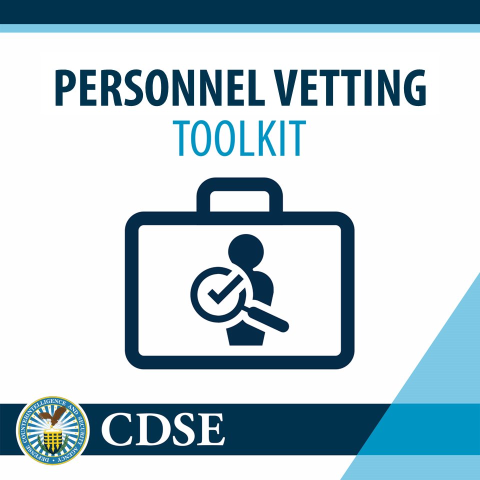 TheCDSE's tweet photo. Do you have a question about Personnel Vetting and aren't sure where to look? Our toolkit will quickly point you to the resources you need!
https://t.co/aWxxONaaCz
#SecurityToolkit #PersonnelVetting #TrustedWorkforce #CDSE https://t.co/XE9qvQxktO