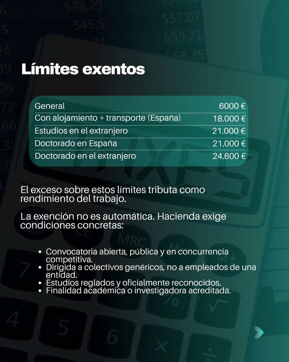 Adade_EConsult's tweet photo. ¿Las becas tributan? A veces sí. Becas públicas y de fundaciones sin ánimo de lucro pueden estar exentas si cumplen ciertos requisitos. Exceder los límites legales implica tributar.

📌 https://t.co/gaYFwcVrcb 

#IRPF #Renta2025 #AsesoríaFiscal #Fiscalidad #DeclaracionRenta https://t.co/xSsZ5suEDZ