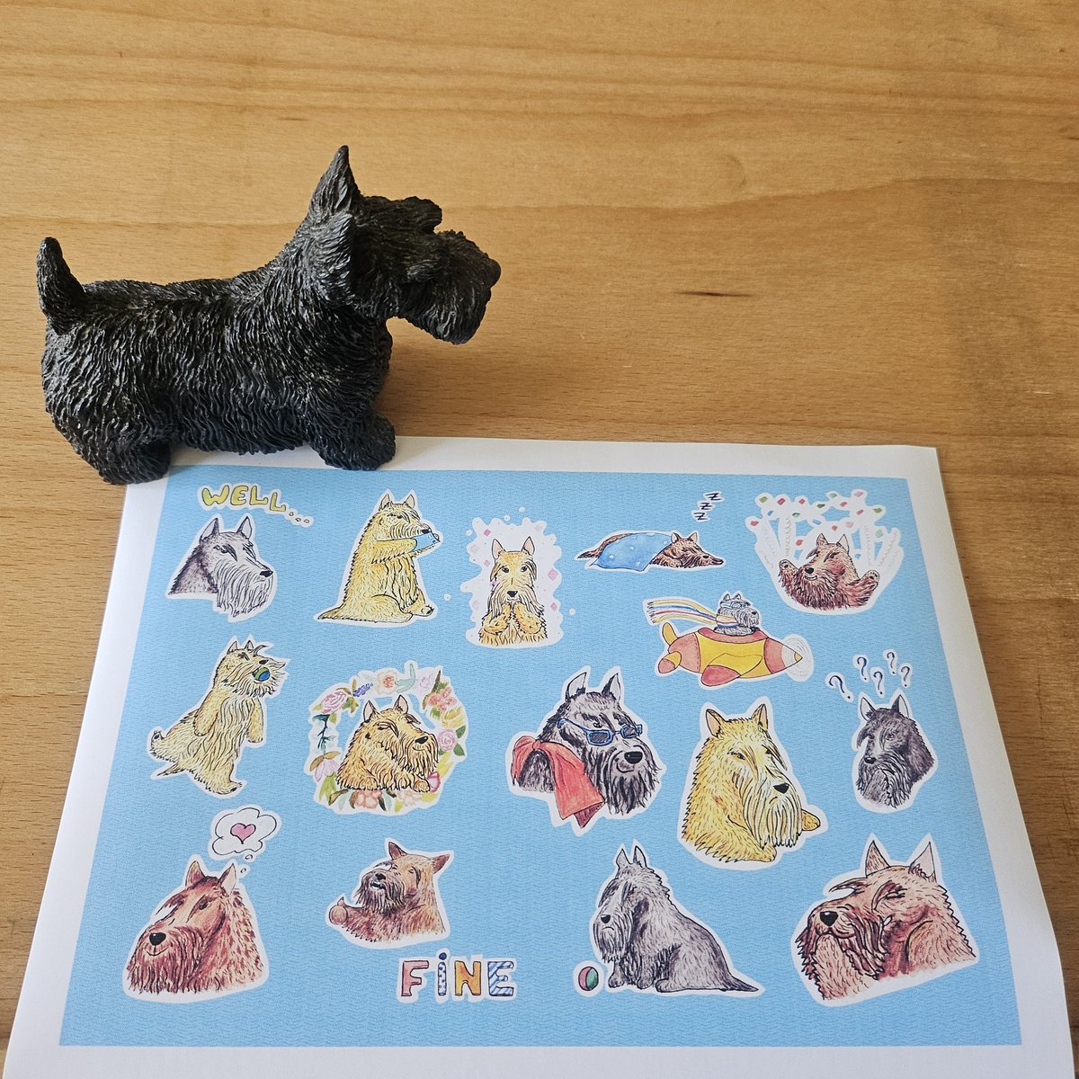 WakeUpTheOcean's tweet photo. Scottie's stickers test print.

#dog
#illustration
#art
#doodle https://t.co/xo3cq3OWTj