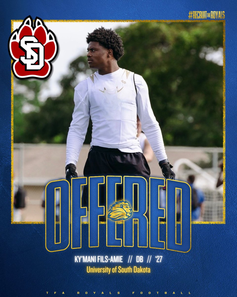 Royals__FB's tweet photo. 🚨OFFER ALERT🚨

2027 DB @ky_fils2 has been offered by @SDCoyotesFB 

#TJW
#RecruitTheRoyals https://t.co/XtgArunGs1