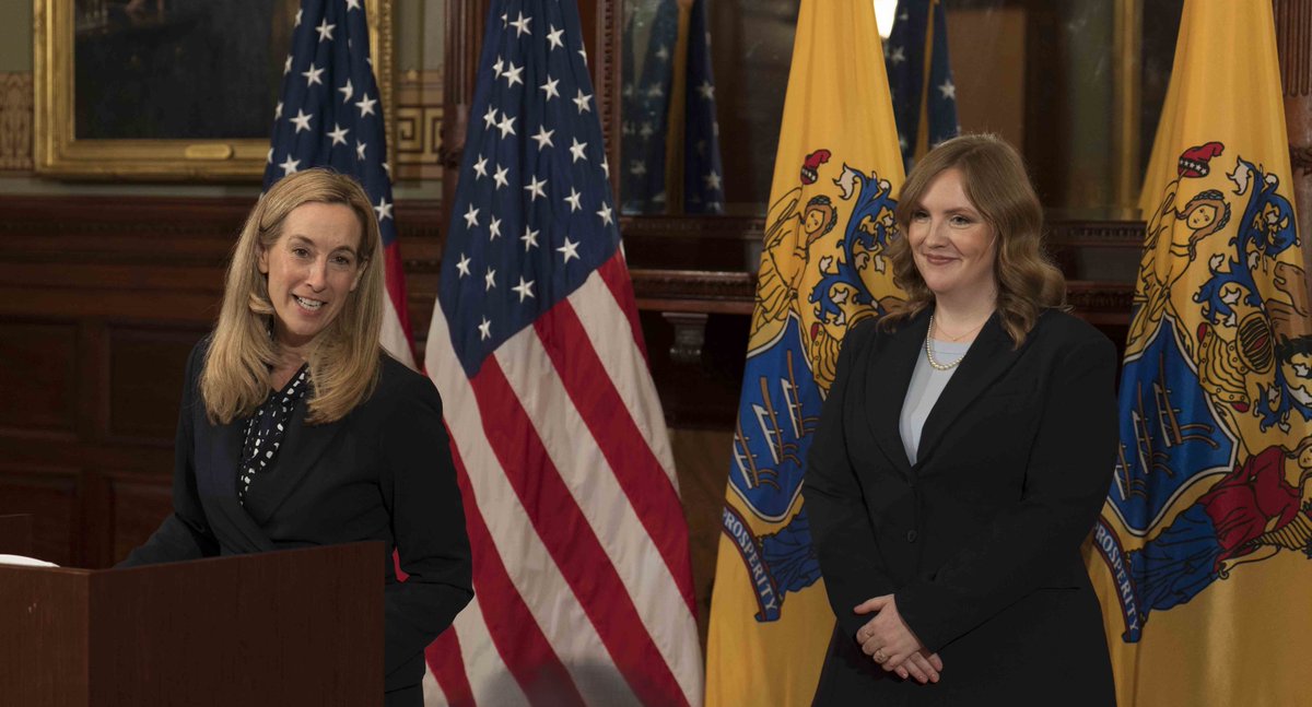 NewJerseyDOE's tweet photo. Following her appointment by @GovSherrillNJ, Commissioner Laux was sworn in as New Jersey’s Commissioner of Education, highlighting the Department’s focus on removing barriers and strengthening systems that support all 1.4 million students. https://t.co/QOY8Ra8AQW