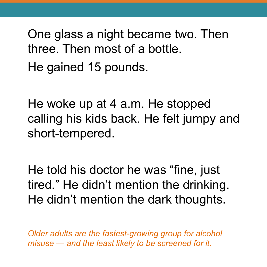 MedicareMood's tweet photo. He told his doctor he was "fine. just tired." He didn’t mention the drinking and the dark thoughts. His M3 score came back and that’s when everything changed.....

#SeniorHealth #alcoholabuse #Medicare #MentalHealth #M3 https://t.co/Rix3nxuyFH