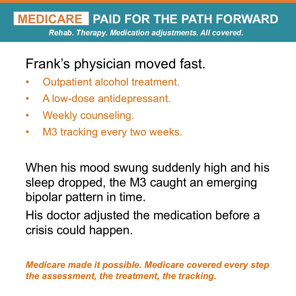 MedicareMood's tweet photo. He told his doctor he was "fine. just tired." He didn’t mention the drinking and the dark thoughts. His M3 score came back and that’s when everything changed.....

#SeniorHealth #alcoholabuse #Medicare #MentalHealth #M3 https://t.co/Rix3nxuyFH