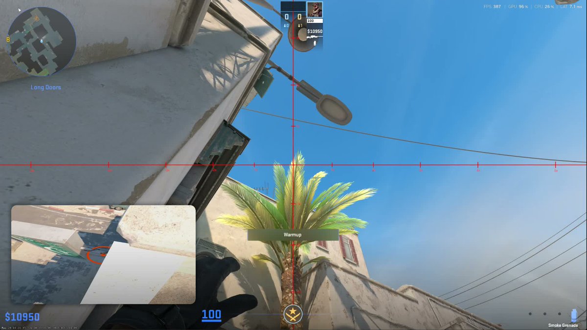 EricOpdyke's tweet photo. @OnFireAnders that little part of the antenna circled can be used with the larger lineup crosshair to get you aligned but then you need to find something to split the palm properly. 

Honestly you may have found the best approach already. The error window is so small. https://t.co/bO2J0m4O9L