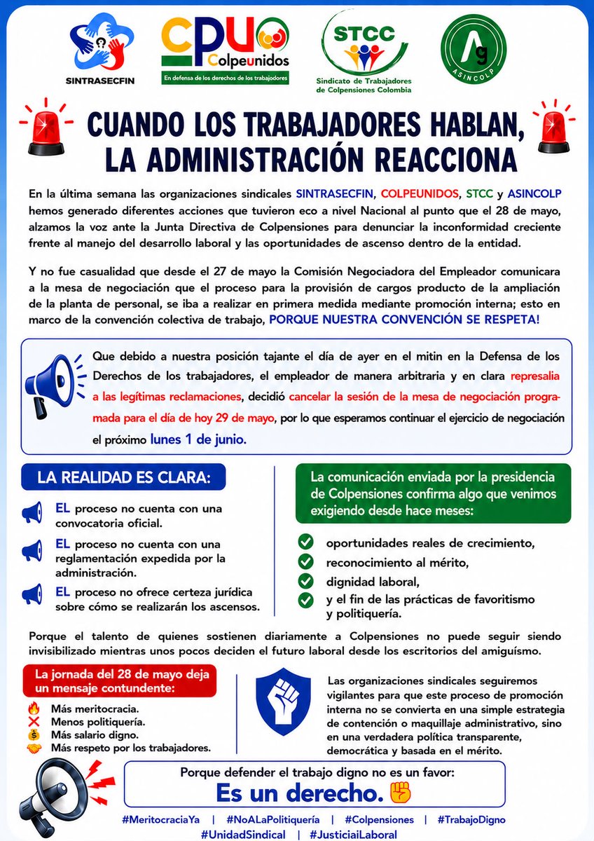 ASINCOLP_'s tweet photo. Continuaremos en la defensa de la meritocracia en @Colpensiones, no más politiquería; por la dignidad laboral #ProcesosTransparentes https://t.co/txmoIBO1bF
