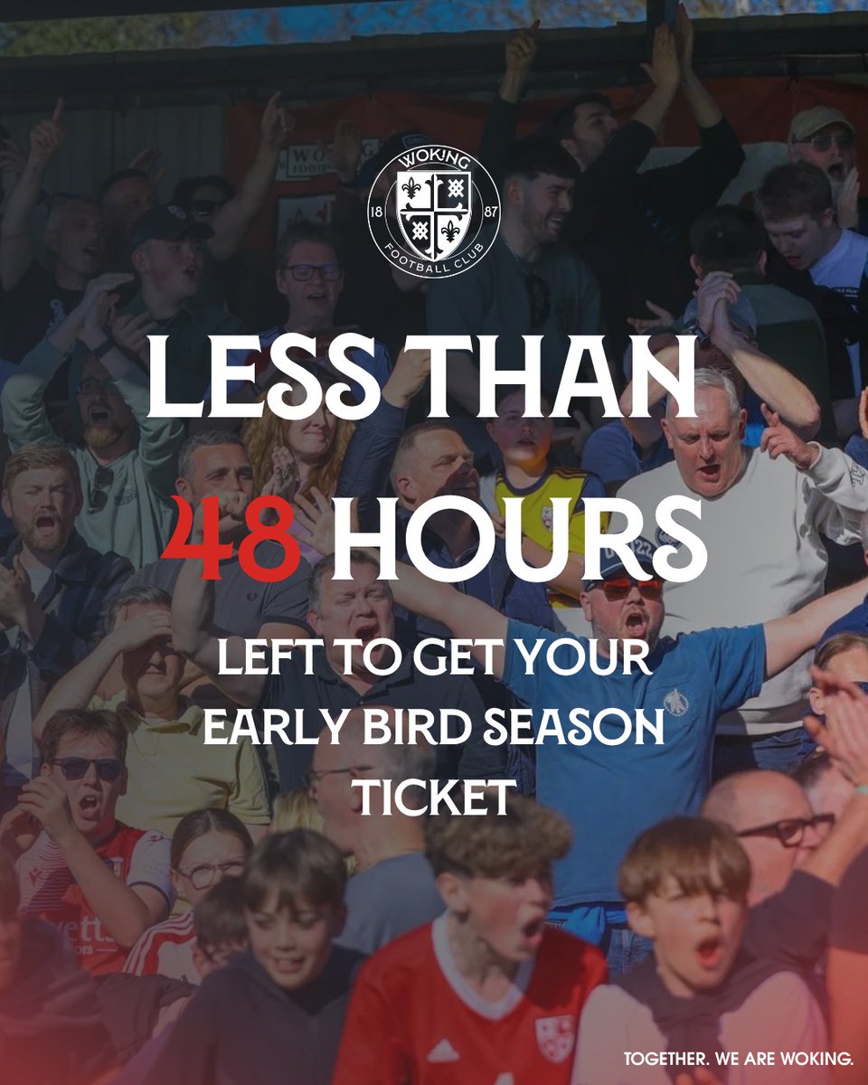 wokingfc's tweet photo. Less than 48 HOURS to go until prices RISE!!! 👆

Save £110 and spread your payment across THREE months! 🎟️