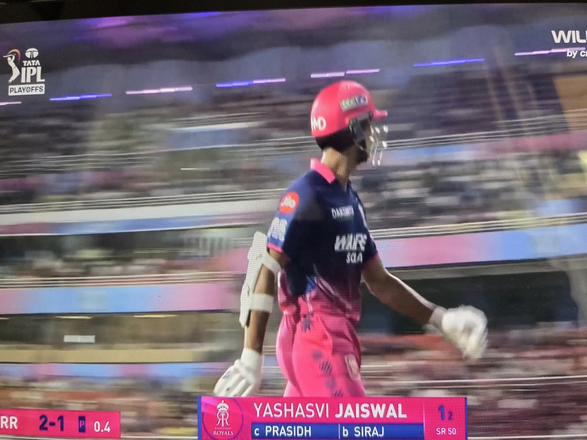 CricUniverse7's tweet photo. A very early strike from Siraj.

Jaiswal poor season continues out on just 1 runs

RR 2/1 in 0.4

GeziDirenişi #EliminaçãoNaCasa #Qualifiers2 #GTvRR #IPL2026
#चौधरी_चरण_सिंह #29maggio2026 #YoVotoPorKeiko https://t.co/VeOocGL2fl
