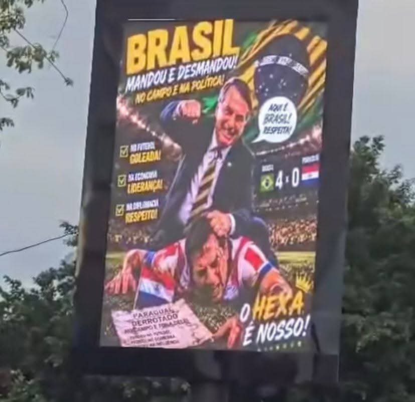 FFiorioPizurno's tweet photo. Estas imágenes aparecieron en cartelerias en CDE. “Publimix” se llama la empresa dueña de estas. NUNCA MÁS nadie debería contratar sus servicios, malditos legionarios que se venden por reales sucios. EXCELENTE la gente que mando a bajar esta sucia publicidad entreguista https://t.co/TnFAY6PZGR