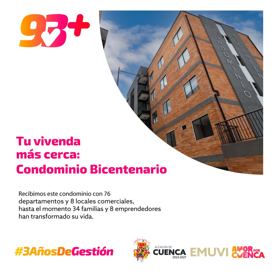 EMUVI_EP's tweet photo. ¡7️⃣5️⃣ familias se arriesgaron y cumplieron su meta! 

Un proyecto que ahora brinda calor, seguridad y comodidad, familias que comparten la felicidad de tener un lugar propia a donde llegar. 

Tu vivienda con #AmorPorCuenca. ❤️💛 https://t.co/q9GUrJt801