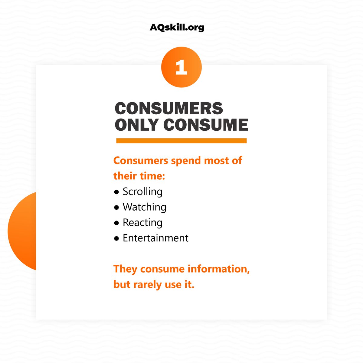 AQskill's tweet photo. The internet gives everyone access to the same opportunities.
But not everyone uses it the same way.

Some people only consume content.
Others use the internet to learn skills, build knowledge, create opportunities, and increase their income potential. https://t.co/Fu1m79TPsh