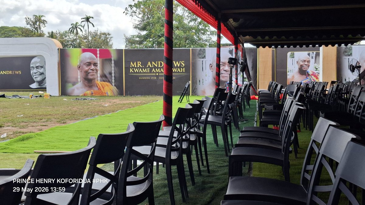 PrinceHenry_PHK's tweet photo. Grounds work going 💪 on with all the zeal in Kumasi in order to give our Boss's Sammy Gyamfi @SammyGyamfi_   father in law a befitting burial tomorrow. 
May all the departed souls rest in Peace 🙏 🪦 #PHK https://t.co/ZNk3O6bhjC