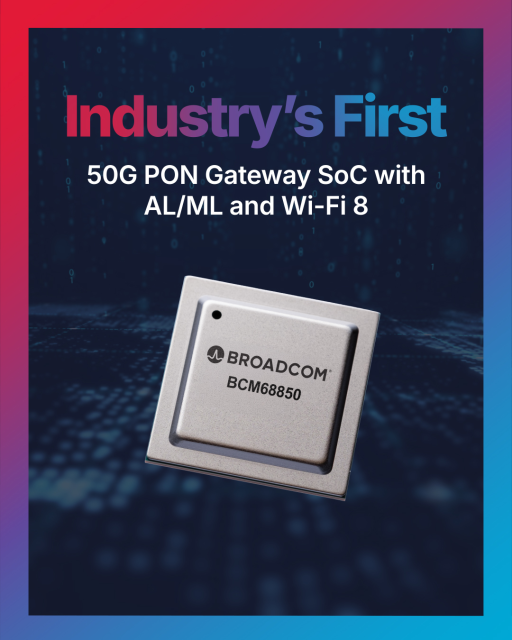 Alexsander71's tweet photo. Broadcom launched the BCM68850, a 50G home gateway chip with an integrated NPU and Wi-Fi 8. It lowers operator OpEx through self-healing tools and protects data privacy on-premises. Explore our Edge AI portfolio: https://t.co/anfGbYAWLJ https://t.co/1a8oCB7O2J