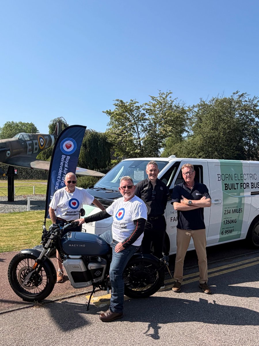 zap_map's tweet photo. 160 miles down!🏁 Land's End to Taunton complete for RAF veterans Tony &amp; Trevor Jackson on their charity electric motorbike challenge.
They stopped by Zapmap HQ this morning before continuing towards John o' Groats🏍️
Donate here: https://t.co/W442FzeFPu
@MaevingElectric https://t.co/XTMBJNedQh