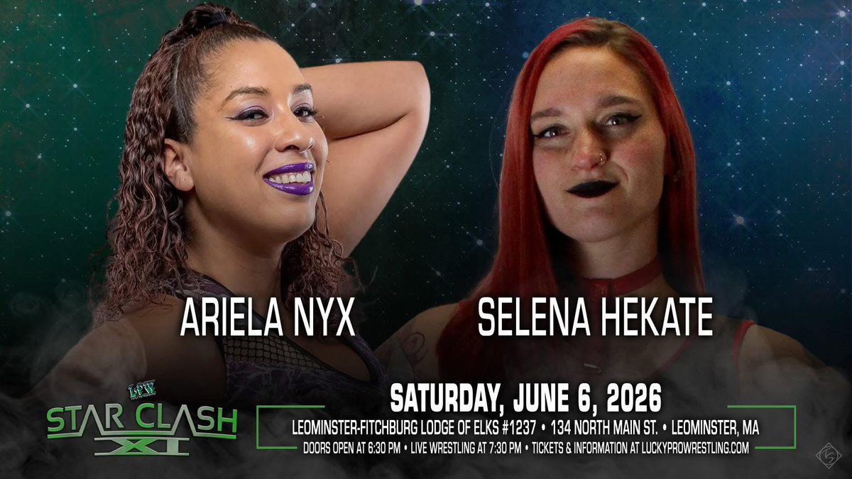 LProWrestling's tweet photo. Lucky Pro Wrestling presents StarClash XI Saturday night, June 6 at the Elks Hall (134 North Main Street) in Leominster, MA. Tickets for this event are just $20 or Four Pack is just $75. Tickets available at https://t.co/hJK75FvMuG https://t.co/sJP7ck3hZu