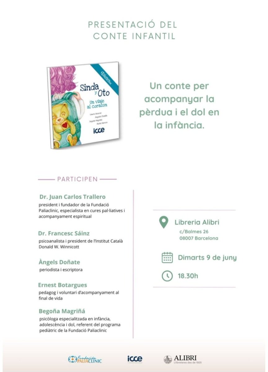 Icce_Editorial's tweet photo. 📚💜 Presentación de Sinda y Oto. Un viaje al corazón, un cuento para acompañar el duelo infantil. 📍Alibri (Barcelona) 📅9 junio 🕡18:30h #ICCEEditorial #DueloInfantil #LiteraturaInfantil https://t.co/nupdCsuxDO