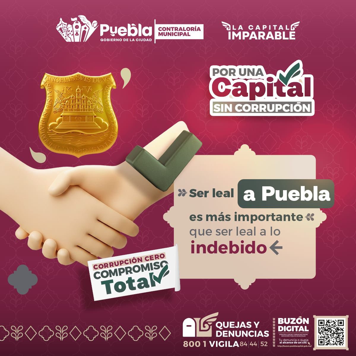 georginart's tweet photo. ¡Cada acción cuenta! Súmate a la campaña Una Capital sin Corrupción. Vigilemos juntas y juntos que prevalezcan la legalidad, la ética y la transparencia en nuestra ciudad.

📞 Denuncia al 8001 VIGILA

#PueblaSinCorrupción #LaCapitalImparable #RegidoraImparable https://t.co/4YeZcPj9BY