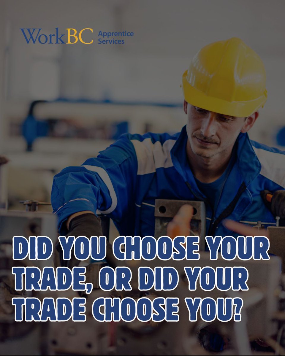 WorkBCAS's tweet photo. Not everyone grows up knowing exactly what trade they want to pursue.

Some people follow a lifelong passion, while others discover their career path through a family member, a summer job, a recommendation, or a chance opportunity.

How did you end up in your trade? https://t.co/j3AbJ22ZNk