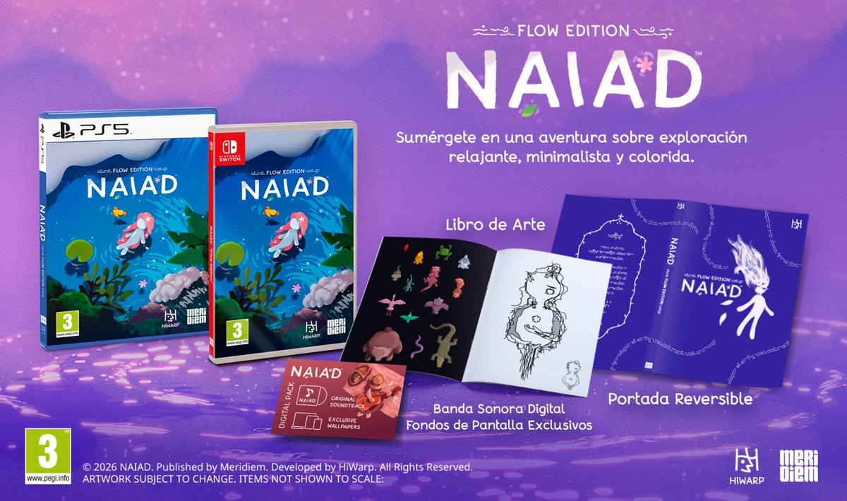 InaGame_es's tweet photo. 🧜‍♀️Naiad: Flow Edition ya disponible en formato físico para PlayStation 5 y Nintendo Switch 

La relajante aventura de HiWarp se estrena en tiendas con una cuidada edición.

ℹ️ https://t.co/V7WDhQPBhu