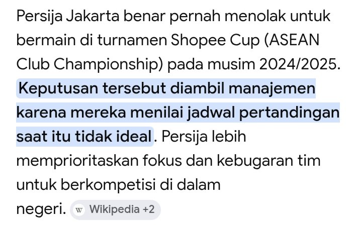 Novasptr_18's tweet photo. @Naimvcu @aseanutdfc Sebelum dibilang ngebet pengen ikutan, persija udah nolak Shopee cup dari 2024/2025 https://t.co/4XSirWMVhV