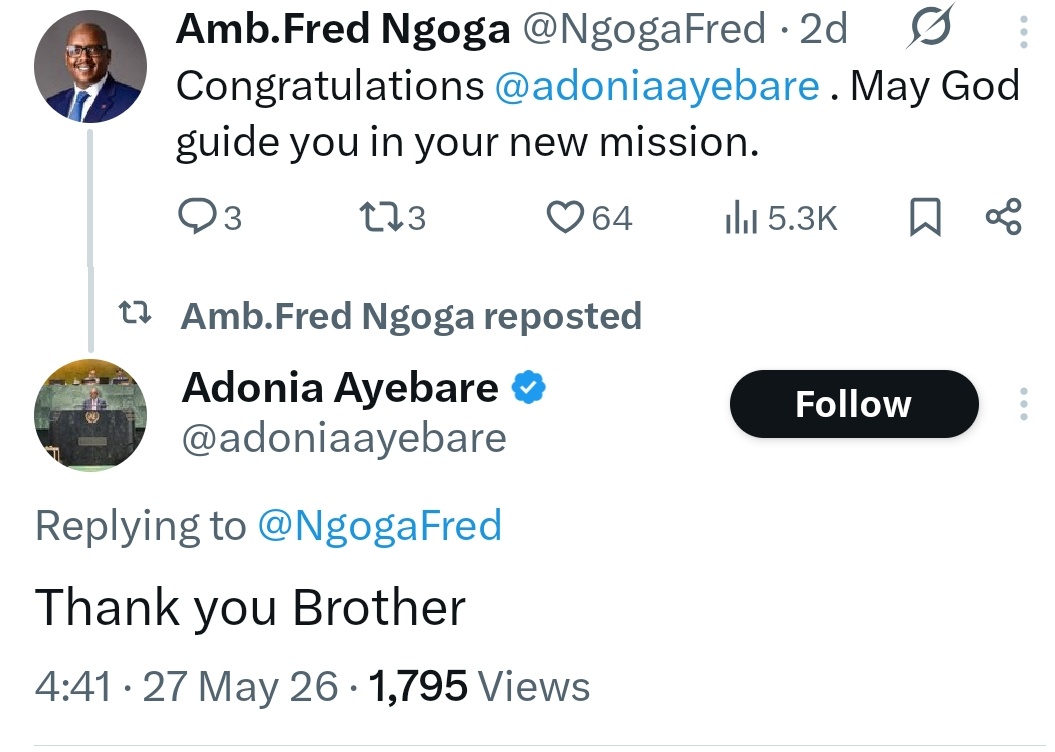 dr_dash250's tweet photo. President Ndayishimiye is scared of Ambassador Fred! Let me break it down for you. One thing you should know, General Muhoozi is involved!

Ndayishimiye has sent his mouthpiece to attack Ambassador Fred, but they weren’t expecting people to rally behind Ambassador Ngoga.

In 2024 General Muhoozi posted on X:

"I have never been to Burundi, but I know these are the lands of our ancestors... the Bachwezi. I look forward to visiting one day. However, I know one smart Murundi, Ambassador @NgogaFred. We respect him here in Uganda."

When this was posted, the timing raised questions in Burundi. In September 2024, the Burundian army, alongside the FDLR, were committing atrocities in eastern Congo, targeting Congolese Tutsis.

The second incident was Ambassador Ngoga’s viral post where he wrote, “Burundi is visa-free for all Africans.” The post blew up, and many Africans said it was the first time they’d seen a Burundian on X. Some even said he should be the face of Burundi. That didn’t sit well with Ndayishimiye, especially coming after General Muhoozi’s 2024 endorsement.

The third incident happened when Ambassador Fred congratulated Uganda’s new Minister of Foreign Affairs, Hon. Adonia Ayebare!  

Ayebare replied, “Thank you, brother.”  

That triggered Ndayishimiye and Ndayishimiye posted on X to congratulate Ayebare as well. Later, Nyamitwe did the same, then turned around and said Ambassador Ngoga isn’t even a diplomat! Implying people shouldn’t engage him as one.

The fourth incident was when Ambassador Ngoga congratulated Brigadier General Ronald Rwivanga of Rwanda on his appointment to lead the EASF.

Ambassador Fred is a man of peace. His work across Africa has consistently been about uniting Africans and promoting peace on the continent.

CNDD/FDD sees him as a threat because he maintains good diplomatic relations with many African countries.

Nyamitwe even tagged the African Union, trying to argue that Ambassador Ngoga isn’t fit to work there. But Ambassador Ngoga's colleagues quickly responded, calling Ambassador Ngoga a highly respectable professional.

Put it all together, and you can see why Ndayishimiye is scared of Ambassador Fred Ngoga. 

The fact that General Muhoozi said Burundi is a land of Bachwezi and said he only know one good Murundi which is Ambassador Ngoga, made Ndayishimiye really unpleasant! This is why he is being attacked.