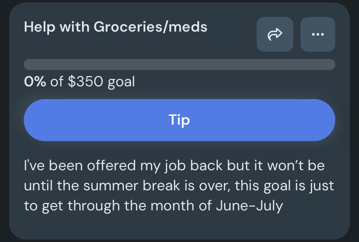 TheeMotherMaw's tweet photo. That being said I still have to make a ko-fi goal just to help me get through the summer break 😭😭

https://t.co/R7akpX3kuN

 (I have like almost zero food guys and I’ve been out of my meds for a while now) https://t.co/ZBP4nmQedN