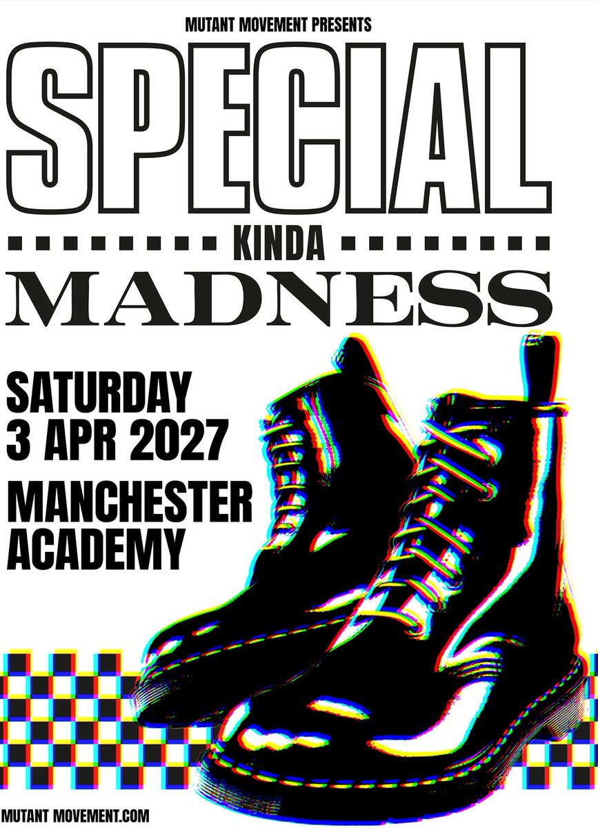MancAcademy's tweet photo. RESCHEDULED: @specialkindamadness

🗓️ Saturday 3rd April 2027  // Manchester Academy 3

🎫 ON SALE NOW via https://t.co/BpdBBdO5V7 

✨️ All original tickets remain valid https://t.co/Gs9opBG5Iq