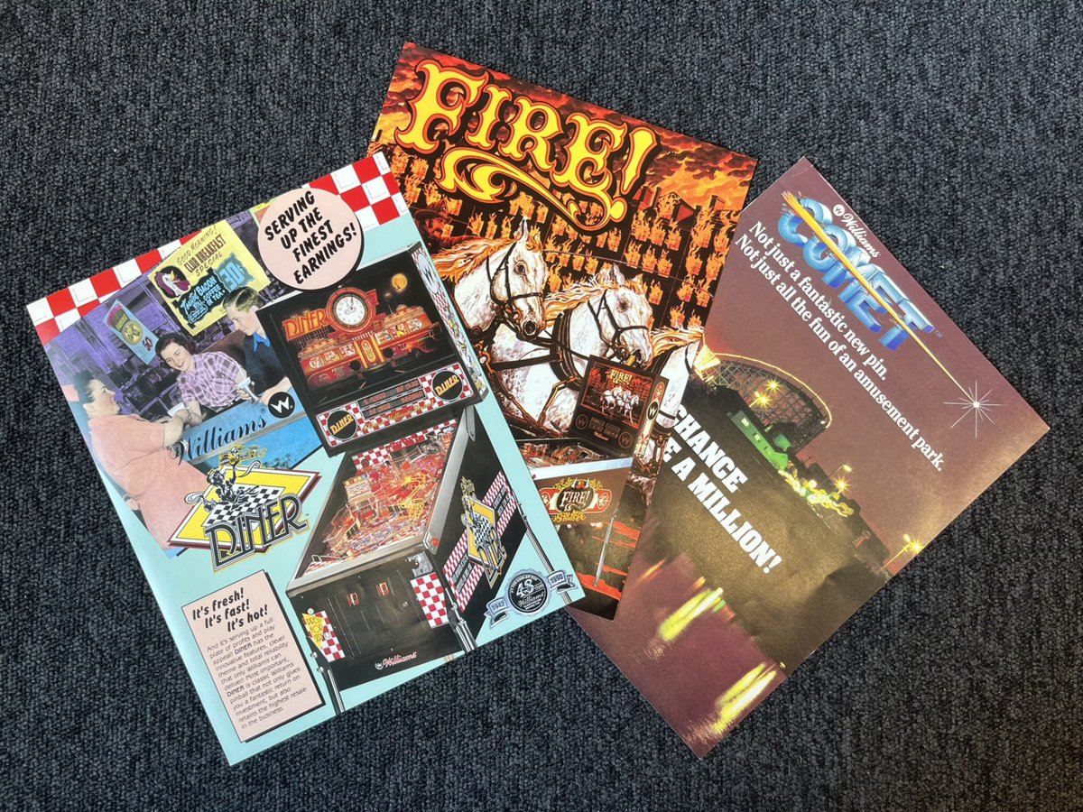 zen_studios's tweet photo. Look at these beauties! 🤩

Sean Grant, one of the world's top competitive pinball players, stopped by our Budapest office and was kind enough to bring us original flyers for Diner™, Fire!™, and Comet™.

Thank you for the flyers, Sean! https://t.co/PkamNs1cxk