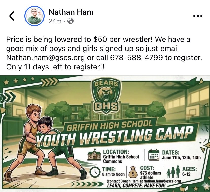 GriffinHighFB's tweet photo. If you play football🏈, wrestling🤼🏾‍♂️ is one of those sports that will be beneficial to you as well‼️ You start football🏈 early, might as well start wrestling🤼🏾 early as well‼️Go Register 📝📲 https://t.co/IodchFo5HX
