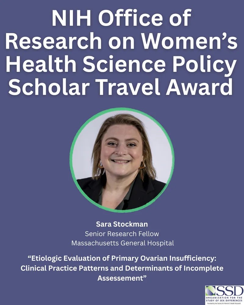OSSDtweets's tweet photo. The NIH Scholar Travel Awards program coordinated by @NIH_ORWH supports the development of junior investigators who are focused on sex differences and/or women’s health. Huge congrautulations to our #OSSD2026 winner, Sara Stockman! 🎉👏 https://t.co/wCSrRJSm3E
