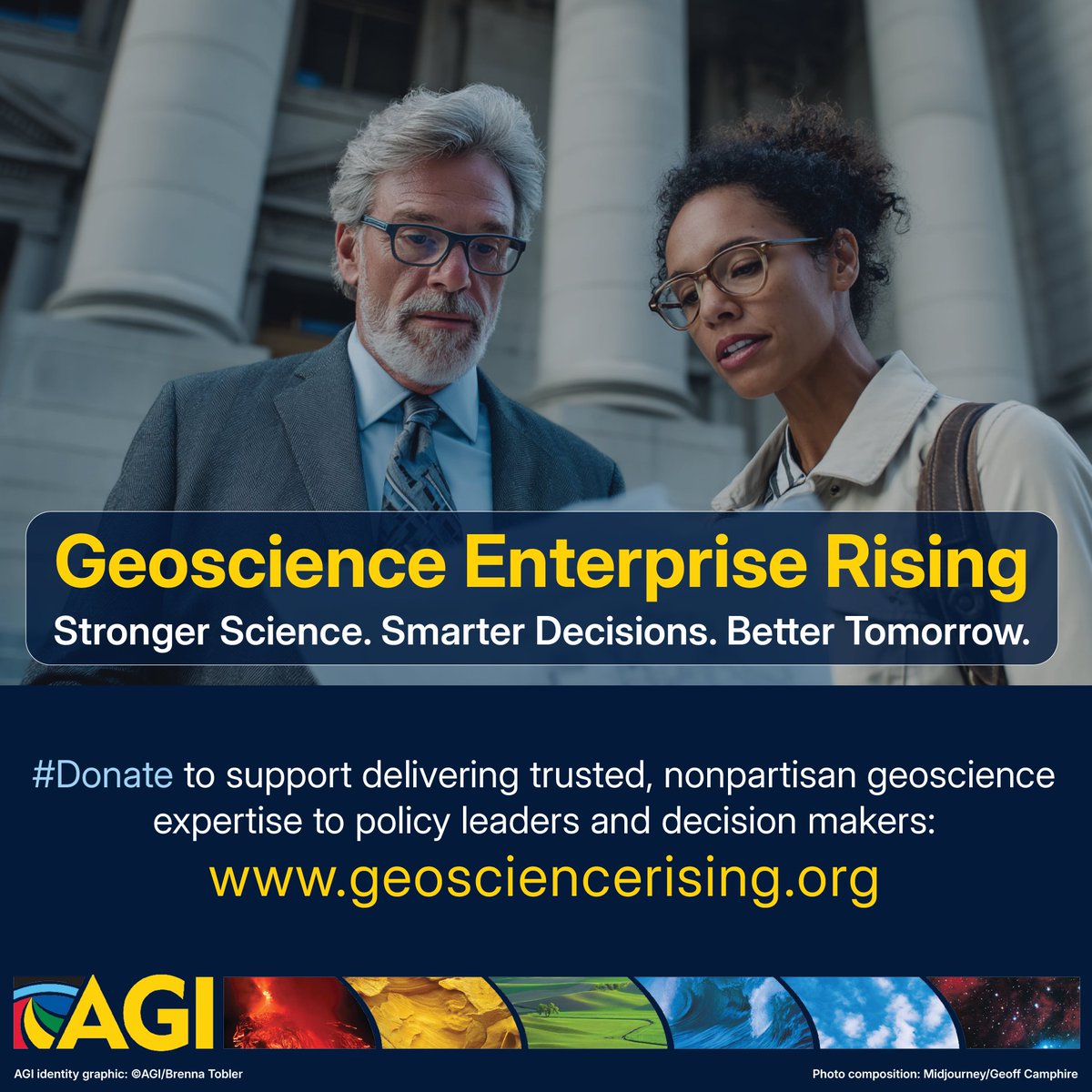AGI_Updates's tweet photo. ⚖️ Policy shapes our future. It must be informed by science. Yet too often, decisionmakers lack access to trusted geoscience expertise.

🧭 Geoscience Enterprise Rising ensures science has a seat at the table.

Give today.

🔗 https://t.co/vWtcTs0BQg

#AmericanGeosciences #Policy https://t.co/AkNcfbzkEl