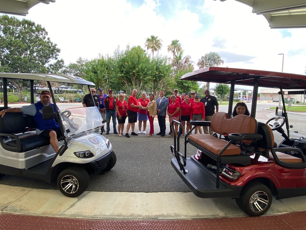 OVAHCS's tweet photo. The Viera VA Clinic’s Center for Development and Civic Engagement (CDCE) proudly accepted the donation of two new golf carts from American Legion Post 348, along with the American Legion Auxiliary, American Legion Riders, and Sons of the American Legion.

These generous donations will help transport Veterans, guests, and staff from the parking areas to the clinic entrance, improving accessibility and enhancing the Veteran experience. 

We are grateful for the continued support and partnership of these dedicated organizations in serving those who served our nation.

#Veterans #VieraVA #CDCE #AmericanLegion #CommunitySupport #ServingThoseWhoServed