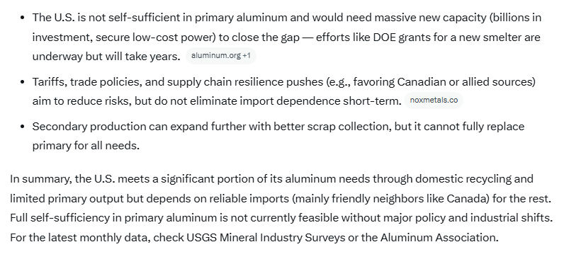 MJBayer2's tweet photo. @WoodyTrucker_v2 @wtfbetch12 @GuntherEagleman Hey dipshit, why would you piss off Canada when they supply us with most of our aluminum.

Use Grok idiot, and you find the following: https://t.co/IVT2guk9s1