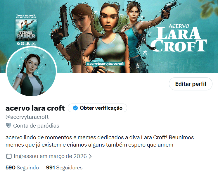 acervylaracroft's tweet photo. MEU DEUS: faltam somente 9 larafãs para o acervo atingir seu primeiro BILHÃO de seguidores. Quem serão as lendas que vão ajudar o acervy a atingir esse recorde babado? https://t.co/qut6ndus7T