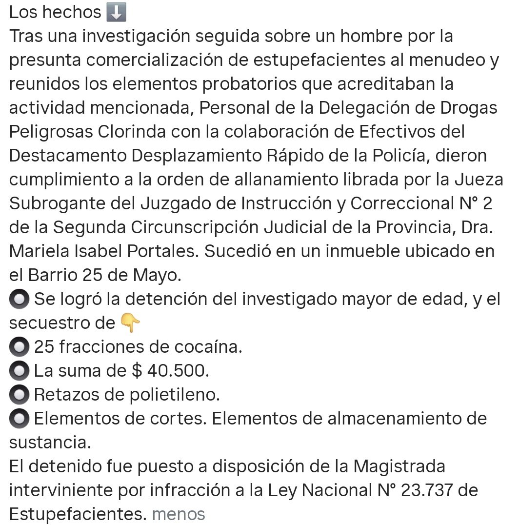 subnarcocrimen's tweet photo. 📍Clorinda. Barrio 25 de mayo. Comercializaba estupefacientes desde su domicilio y tras un allanamiento se lo detuvo 👮‍♂️, secuestrándose 25 fracciones de cocaína y otros elementos que acreditaban la actividad ilícita. El lugar fue anulado 🔒 a los fines delictivos.
@insfran_gildo https://t.co/CrUqQXanqi