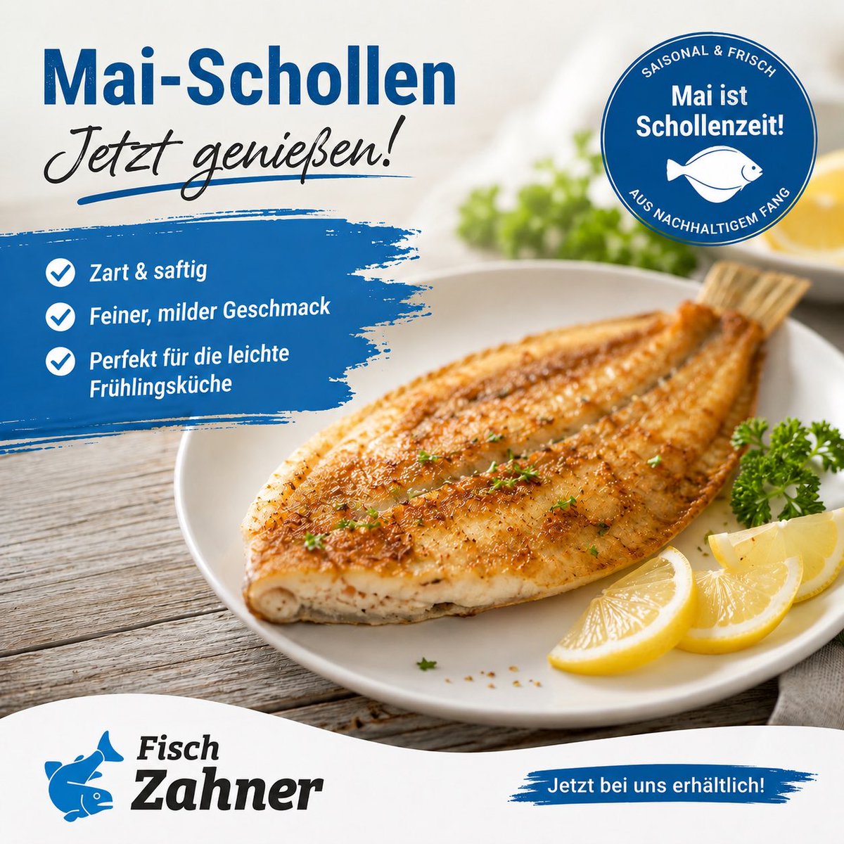 frisch_fisch's tweet photo. Noch bis und mit 06. Juni.
Mai-Schollen – jetzt genießen! 🐟

Frisch aus der Saison und perfekt für die leichte Frühlingsküche: Unsere Mai-Schollen überzeugen mit zartem Fleisch und feinem Geschmack. 😋

Bei Fisch Zahner erhältlich – wir freuen uns auf Ihren Besuch!

#maischollen https://t.co/cJvU3oXBEu