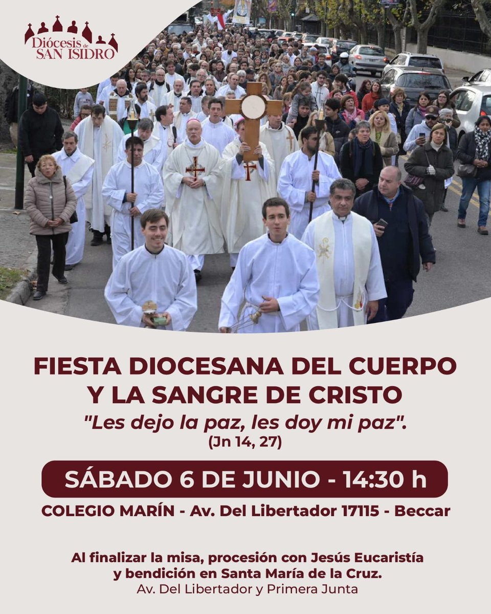 DiocesisSI's tweet photo. ¡Fiesta Diocesana del Cuerpo y la Sangre de Cristo! 
Sábado 6 de junio
"Les dejo la paz, les doy mi paz" https://t.co/STe0AzWd6K