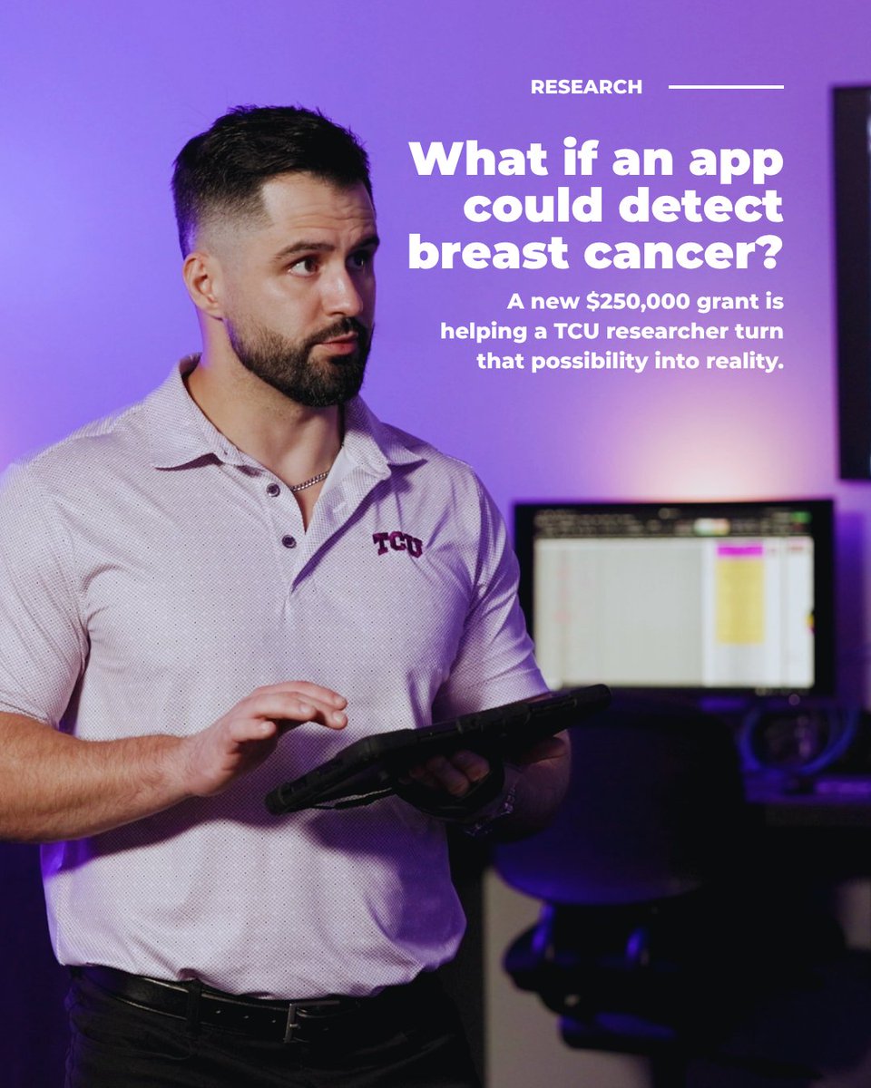 TCU's tweet photo. A first for TCU! Professor Graybeal in Harris College received TCU’s first-ever cancer research grant, marking a major milestone for research and innovation at the university, and a big step forward for breast cancer early detection. #LeadOnTCU 

Find out more at: https://t.co/lsnInl4k5r