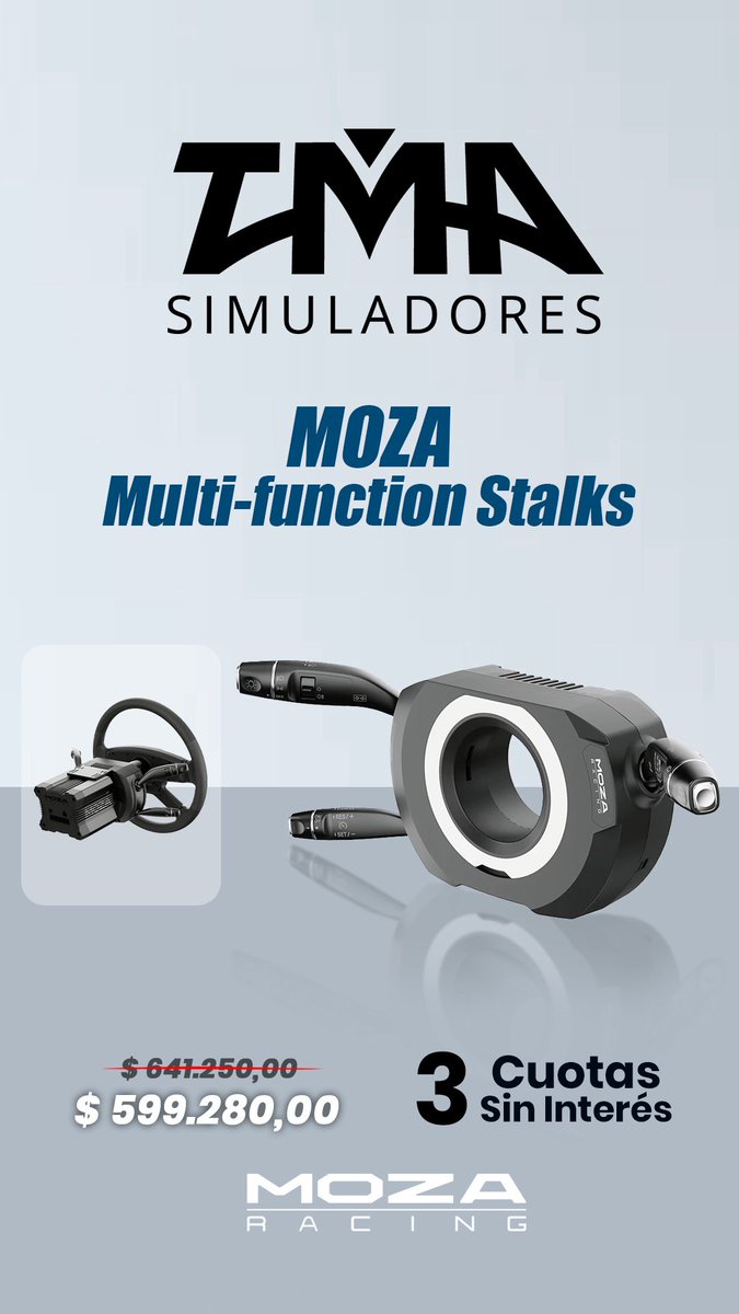TMASIMULADORES's tweet photo. Los Multi-Function Stalks MOZA están diseñados para llevar tu experiencia de simulación de conducción a otro nivel 

🛠️ Fabricados con componentes auténticos de calidad automotriz, ofrecen una sensación fiel a la realidad. 

✅ Con 28 botones programables, incluyendo funciones de limpiaparabrisas, faros y control de crucero o las direccionales que se cancelan automáticamente después del giro, imitando así el comportamiento real de un coche, y logrando una inmersión realista. 

🔗 Compatibles con todas las bases MOZA y algunas bases de terceros, fáciles de instalar y con un aspecto limpio y elegante gracias al diseño de tornillo oculto

📦 Disponibles en nuestro Store
👉 https://t.co/o6IsN2JpPC