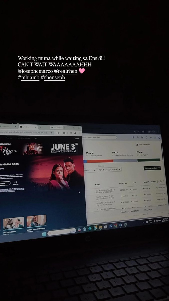JanineSuplito's tweet photo. WORK WORK MUNA WHILE WAITING SA EPISODE 8!!! 🩷
@josephcmarco @realrhen
#Rhenseph @VivaOnePH #MHIAMB #MHIAMBMissingFundsAndYou
#MHIAMBMissingFundsAndYou https://t.co/GJN2ppyJqB