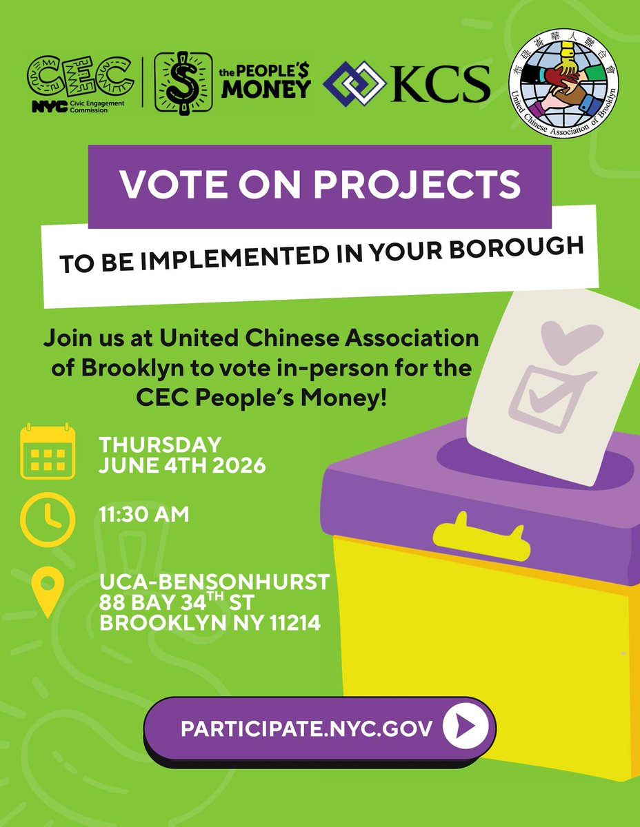 Uca_inc's tweet photo. You are invited to join us for the "People's Money" survey workshop hosted by @kcsnewyork! 

You have the opportunity to take part in our city's budgeting process by voting how the money should be spent! Support projects and initiatives that our community truly needs! 💰💪 https://t.co/kl9ZeyQeBk