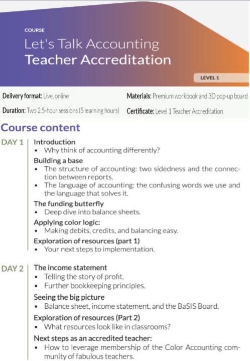 BusEdCrev's tweet photo. #BusEdu &amp; #AccountingEdu friends…
@ColorAccounting is running another accreditation cohort in July (21 &amp; 22). It’s a killer deal for 5 hours of continuing ed + the crazy amount of resource access &amp; ongoing support including monthly meet-ups! https://t.co/qGVG9IMa5u