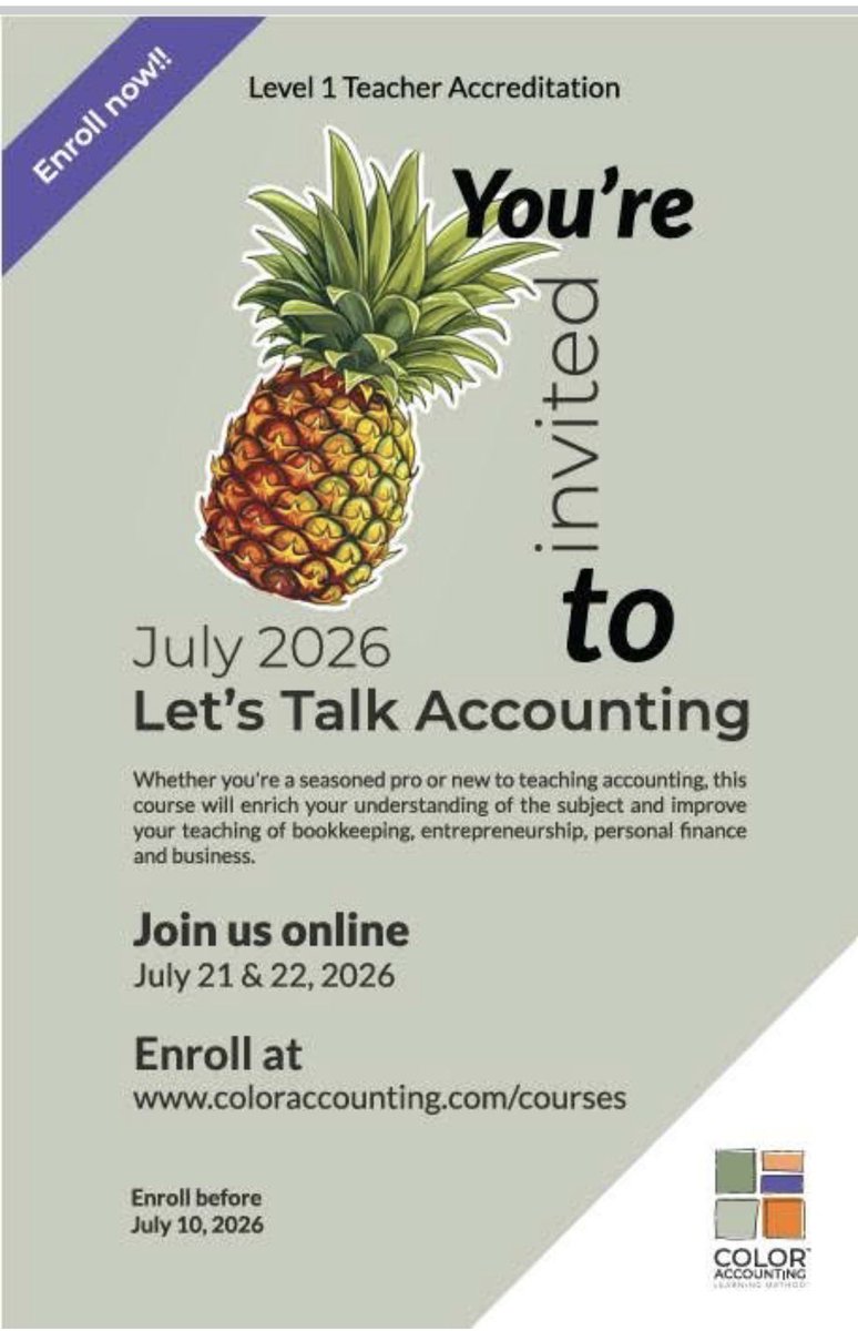 BusEdCrev's tweet photo. #BusEdu &amp; #AccountingEdu friends…
@ColorAccounting is running another accreditation cohort in July (21 &amp; 22). It’s a killer deal for 5 hours of continuing ed + the crazy amount of resource access &amp; ongoing support including monthly meet-ups! https://t.co/qGVG9IMa5u