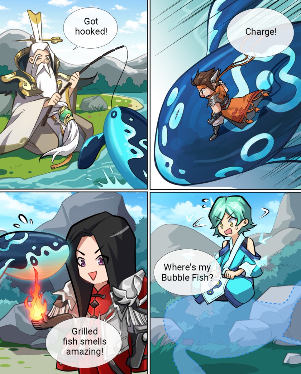 HOKIndia's tweet photo. 🐟 What can Bubble Fish actually do in the gorge?
So far, we know it can:
🎣 Fish
⚔️ Start teamfights
🔥 Become BBQ
Any hidden uses we missed? 👀
Drop the 101st use of Bubble Fish in the comments 🧐
#HonorofKings #HOK #hokcamp #sunce #zhouyu #ziya #zhuangzi #hokmeme https://t.co/NUA9z6QZGK
