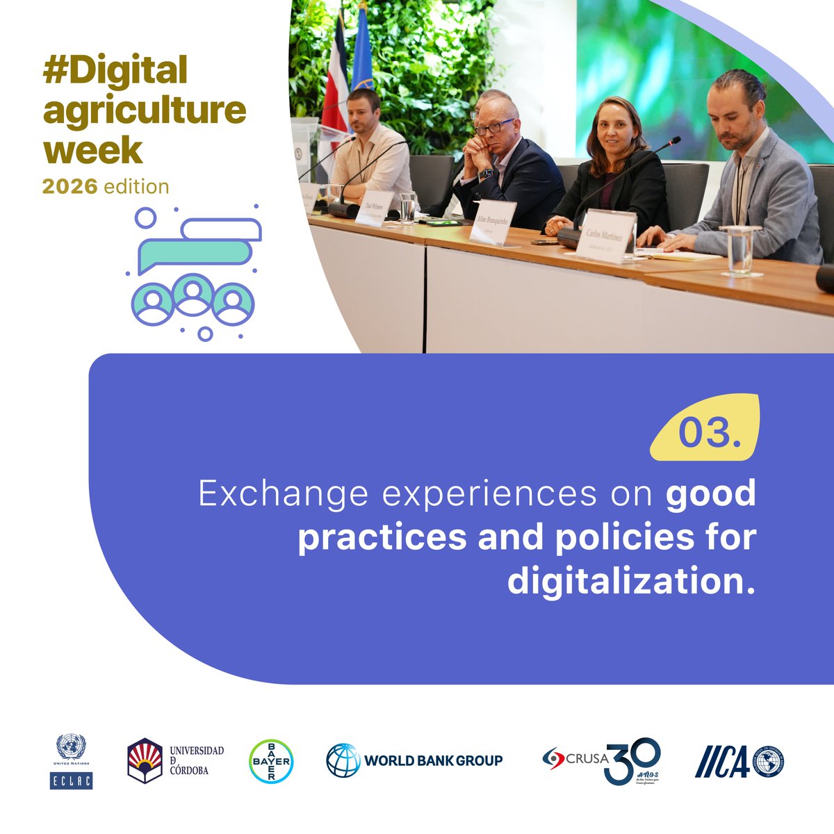 EcsIica's tweet photo. 🚀 𝗖𝗮𝗹𝗹 𝗳𝗼𝗿 𝗔𝗴𝗧𝗲𝗰𝗵𝘀! 🌱
Applications are open for AgTech startups to participate in the 5th Digital Agriculture Week (Sept. 7–10, 2026).

📌 Learn more: https://t.co/7MzTkSBmW5
📝 Apply: https://t.co/ocoezDqfLG https://t.co/Hd5017K54g