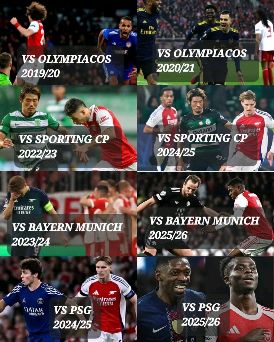 AnythingArs_'s tweet photo. Since Mikel Arteta was appointed the chief coach of Arsenal FC, he has never lost or been eliminated twice by a particular team in European competitions.

In 2019/20 Europa League, Olympiacos eliminated Arsenal in the round of 32.

In 2020/21 Europa League been their second meeting,Arsenal eliminated Olympiacos in the round of 16 still Arteta as the Coach. 

In 2022/23 Europa League,Sporting CP eliminated Arsenal in the round of 16.

In 2024/25,Arsenal faced them in the Champions league group stages and won them.

In 2023/24 Champions league, Bayern eliminated Arsenal in the quarter finals. 

In the 2025/26 champions league group stages, Arsenal faced Bayern Munich under Mikel Arteta and won them.

In 2024/25 champions league group stages, Inter Milan defeated Arsenal.

They faced each other in 2025/26 group stages of the Champions league for the second time, Arsenal defeated them with Mikel Arteta still in charge

In 2024/25 champions league, PSG eliminated Arsenal in the Semi-finals.

In 2025/26 champions league. Both of them are  meeting in the finals under Mikel Arteta still as a coach.

Remember Mikel Arteta has never lost or been eliminated twice to a particular team in an European competitions.

That's not a coincidence, it's a genuis of Mikel Arteta.