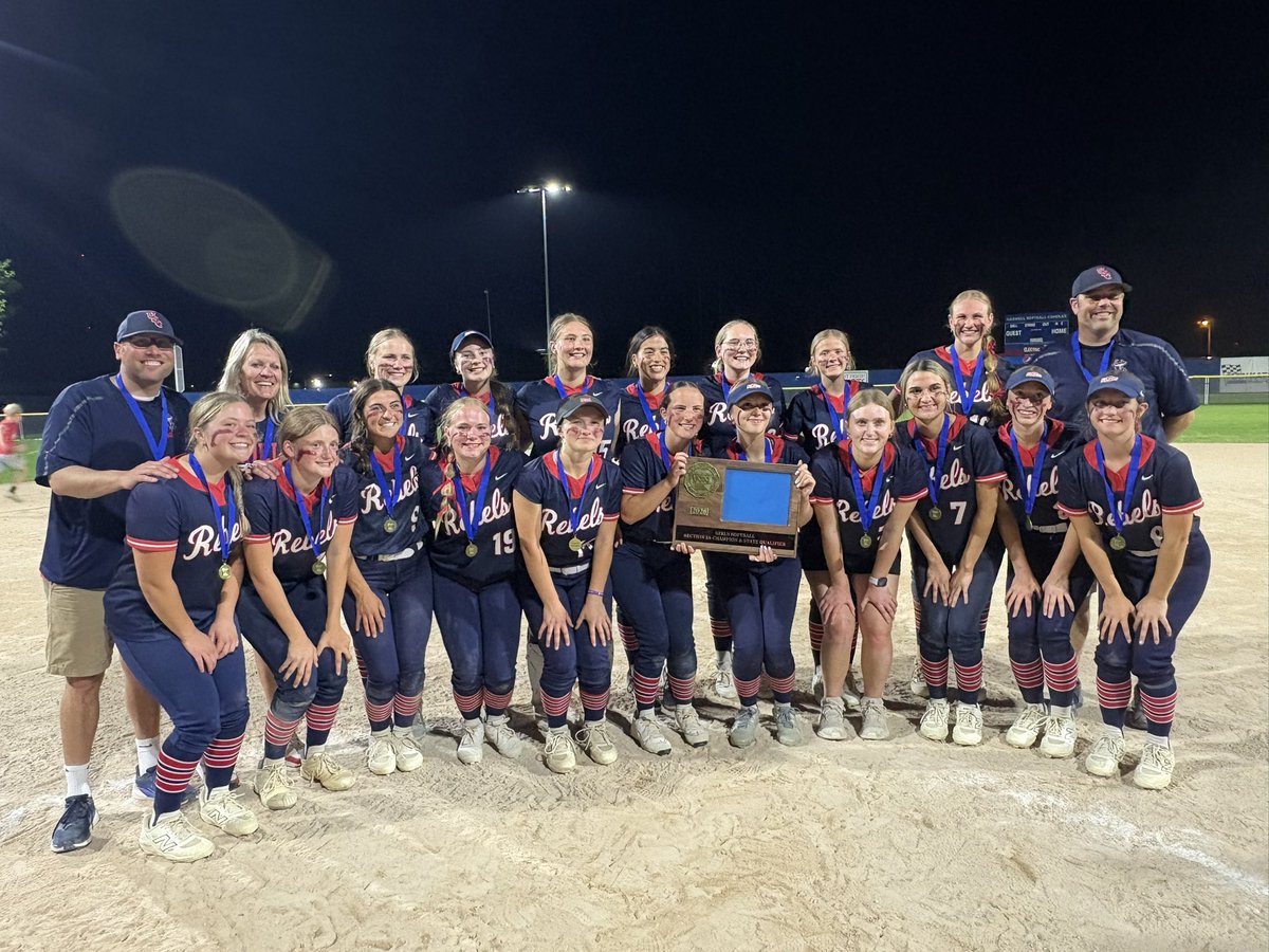 USCactivities's tweet photo. THE CLIMB IS COMPLETE! 

USC Softball punches their return ticket to State after sweeping 1-seed MCW, 3-1 and 7-1, to cap 6 straight wins to emerge from the elimination bracket and Section 2A! 

Tremendous fight from these kids. 

Not done yet! 

#RollRebs https://t.co/eDcq2phjaS