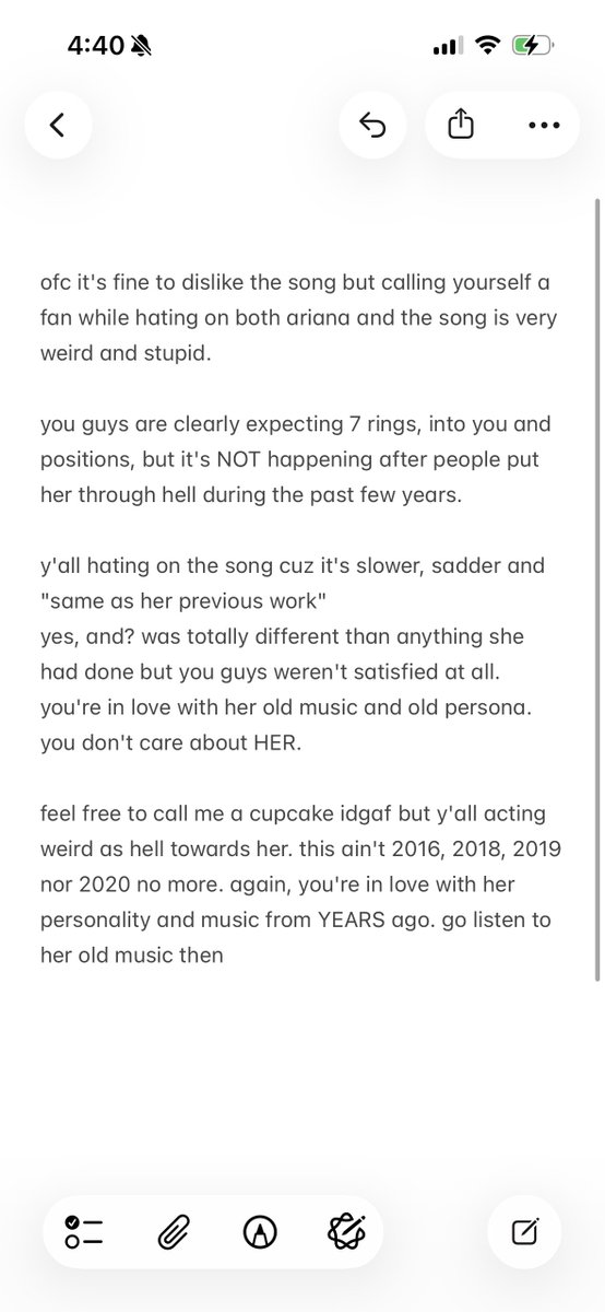 positionses's tweet photo. i just needed to write all of this, you can call me a cupcake as much as you want but at least i do appreciate and respect her HARD ass work. she didn't owe us anything and we could've easily waited until 2028 for new music https://t.co/ZIhEmqYwwP