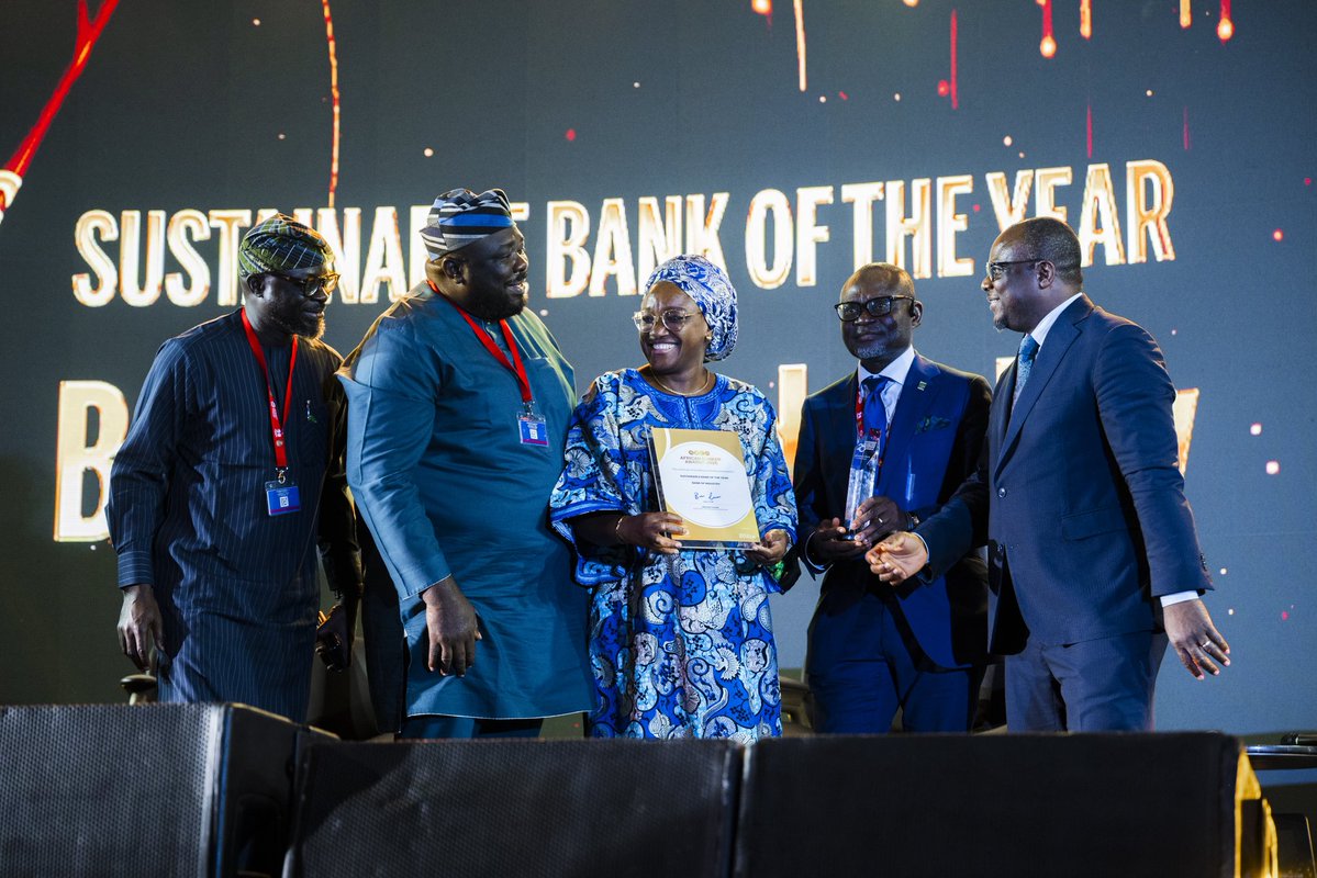 BOINigeria's tweet photo. We are proud to announce that the Bank of Industry has been recognised as the Sustainable Bank of the Year at the African Banker Awards 2026 @BankerMagazine 

This award reflects our continued commitment to driving sustainable development, supporting businesses, and building a greener, more inclusive future for Nigeria. 

#BOI #AfricanBankerAwards2026 #Sustainability #SustainableBank #BankOfIndustry #DrivingDevelopment